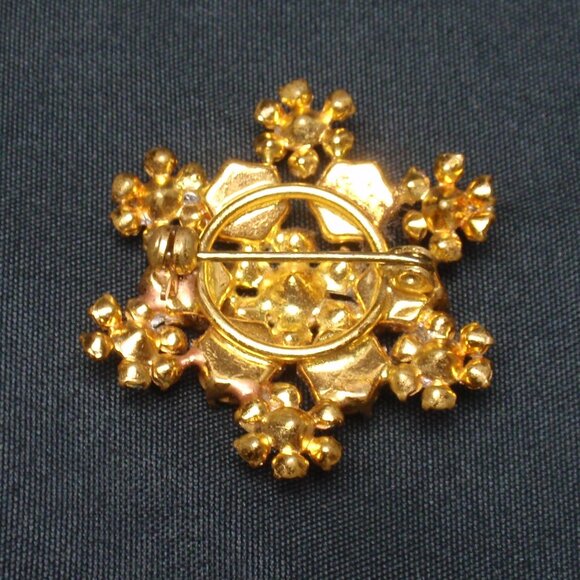 Vintage Rhinestone Pin in Snowflake Shape - Picture 2 of 2